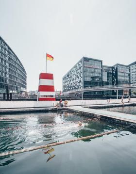 People ready for a swim at the Copenhagen harbour baths