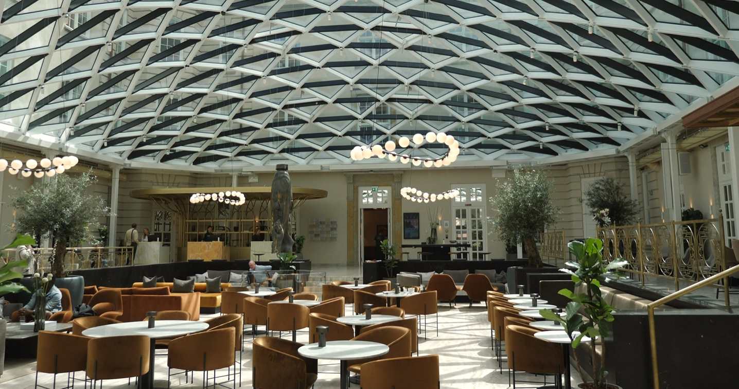 The courtyard of the new, luxurious hotel, Villa Copenhagen.