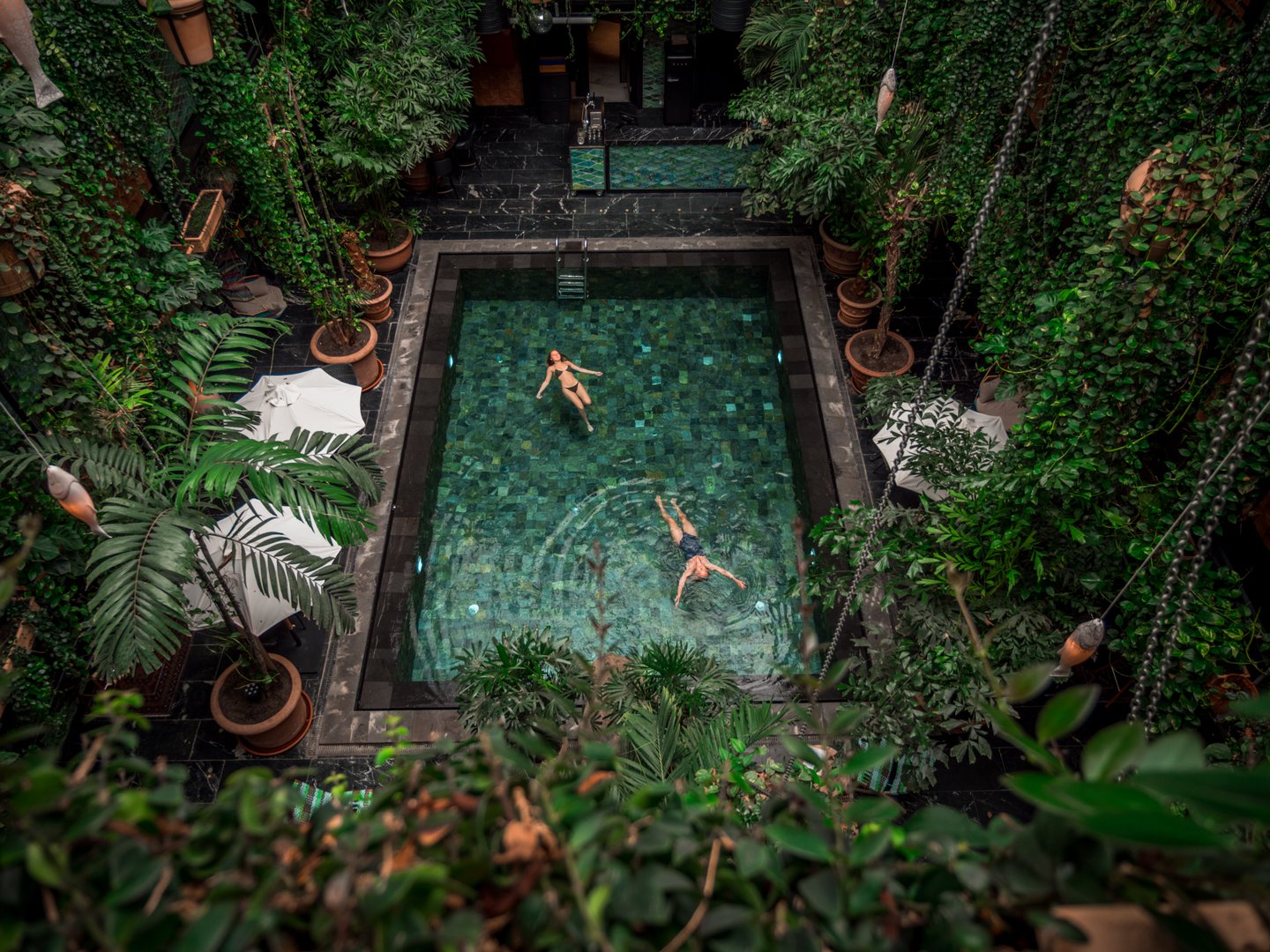 Girls enjoying a swimming pool at Manon les Suites 