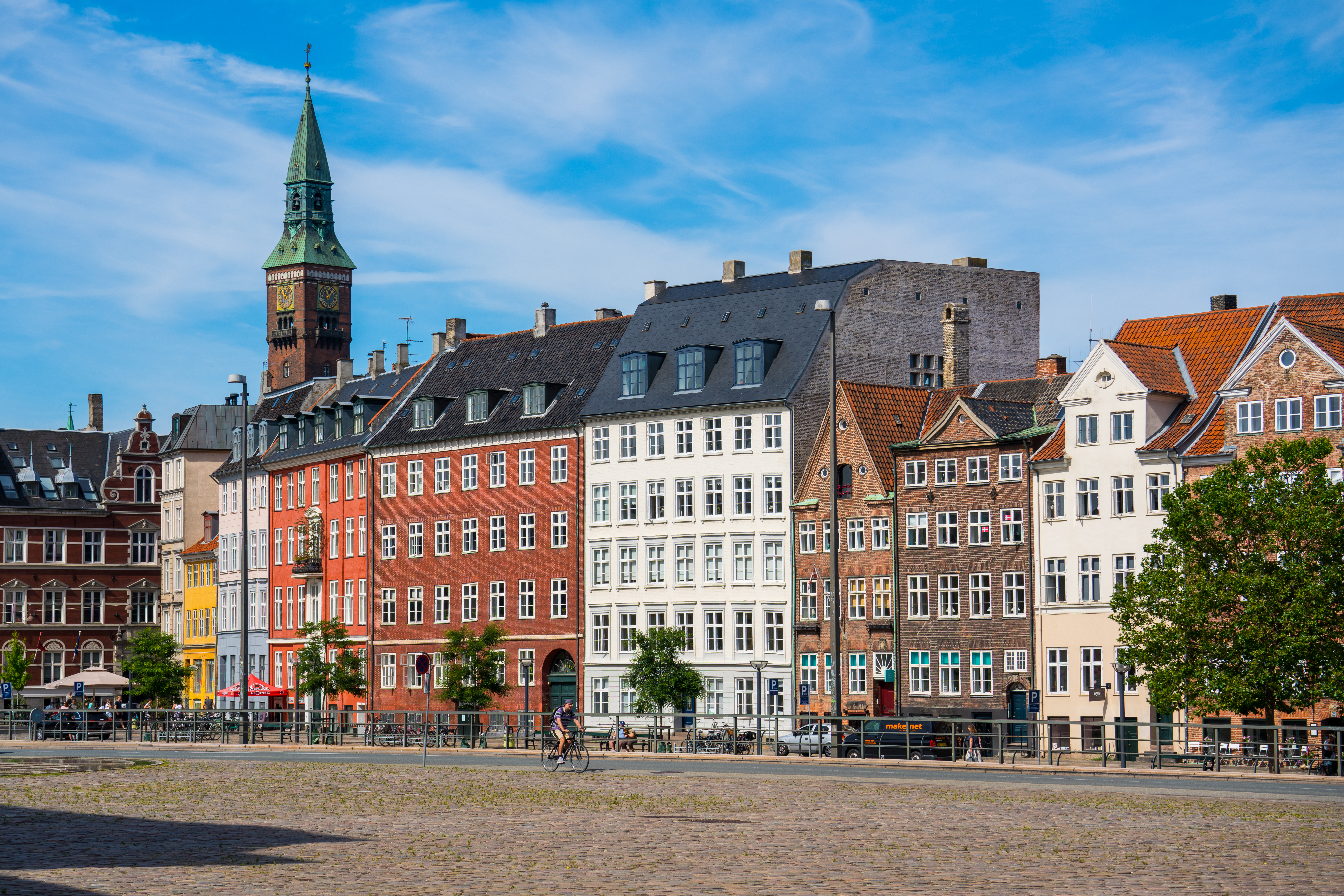 Gammel Strand and with the Copenhagen City Hall in the background