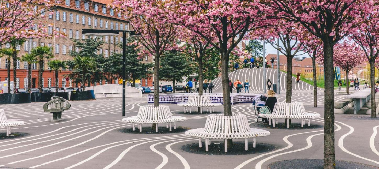 The Black Square in Superkilen Park in Nørrebro, Copenhagen.