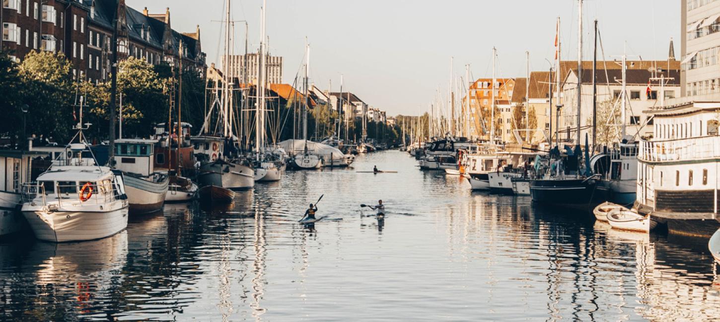 Sailing through Christianshavns Canal in Copenhagen