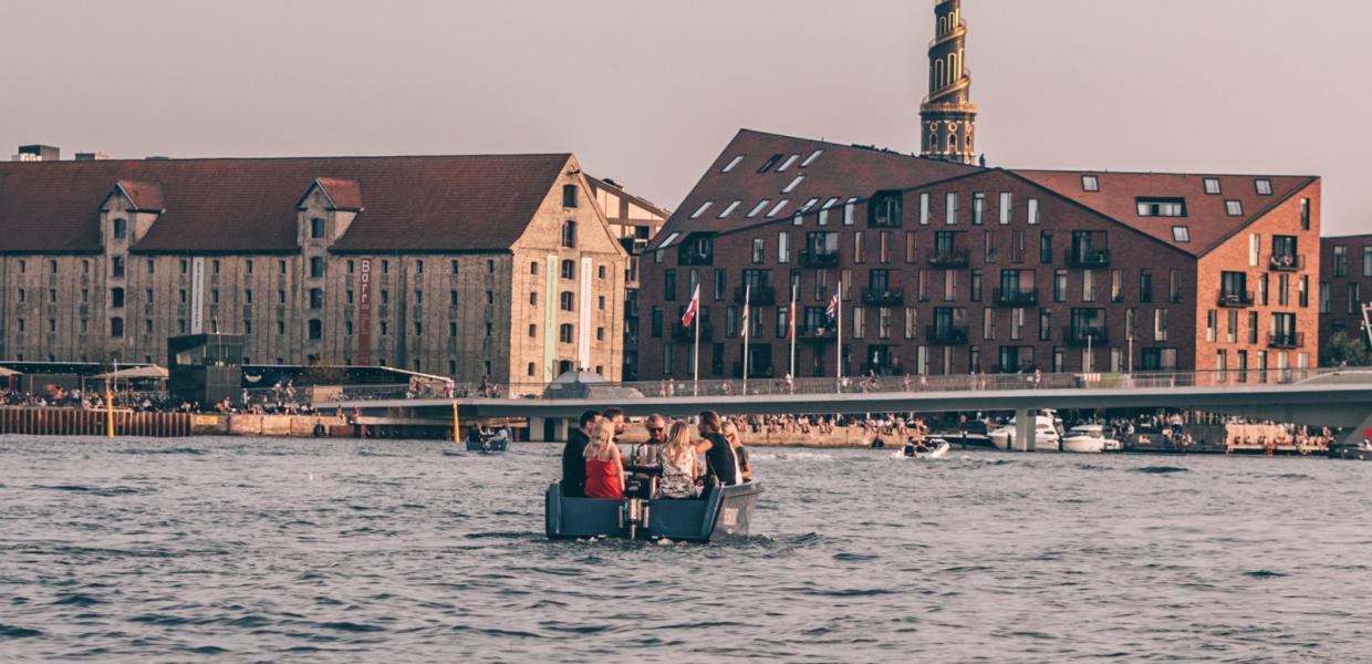 Sailing through Copenhagen Harbour in a GoBoat