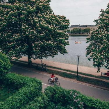 Biking in Copenhagen by the lakes