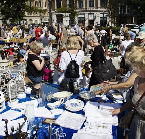 People browsing a flea market