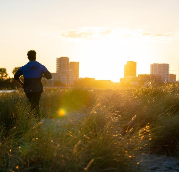 Running into the sunset