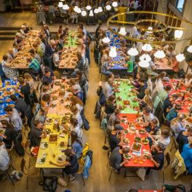 Communal dining at Absalon